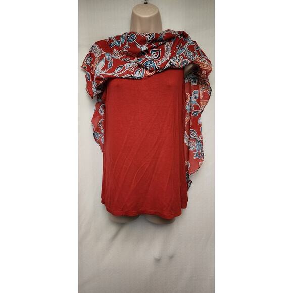 Apt. 9 Flowry Multicolor Red Plaid Floral Blouse Size Medium - Picture 5 of 8